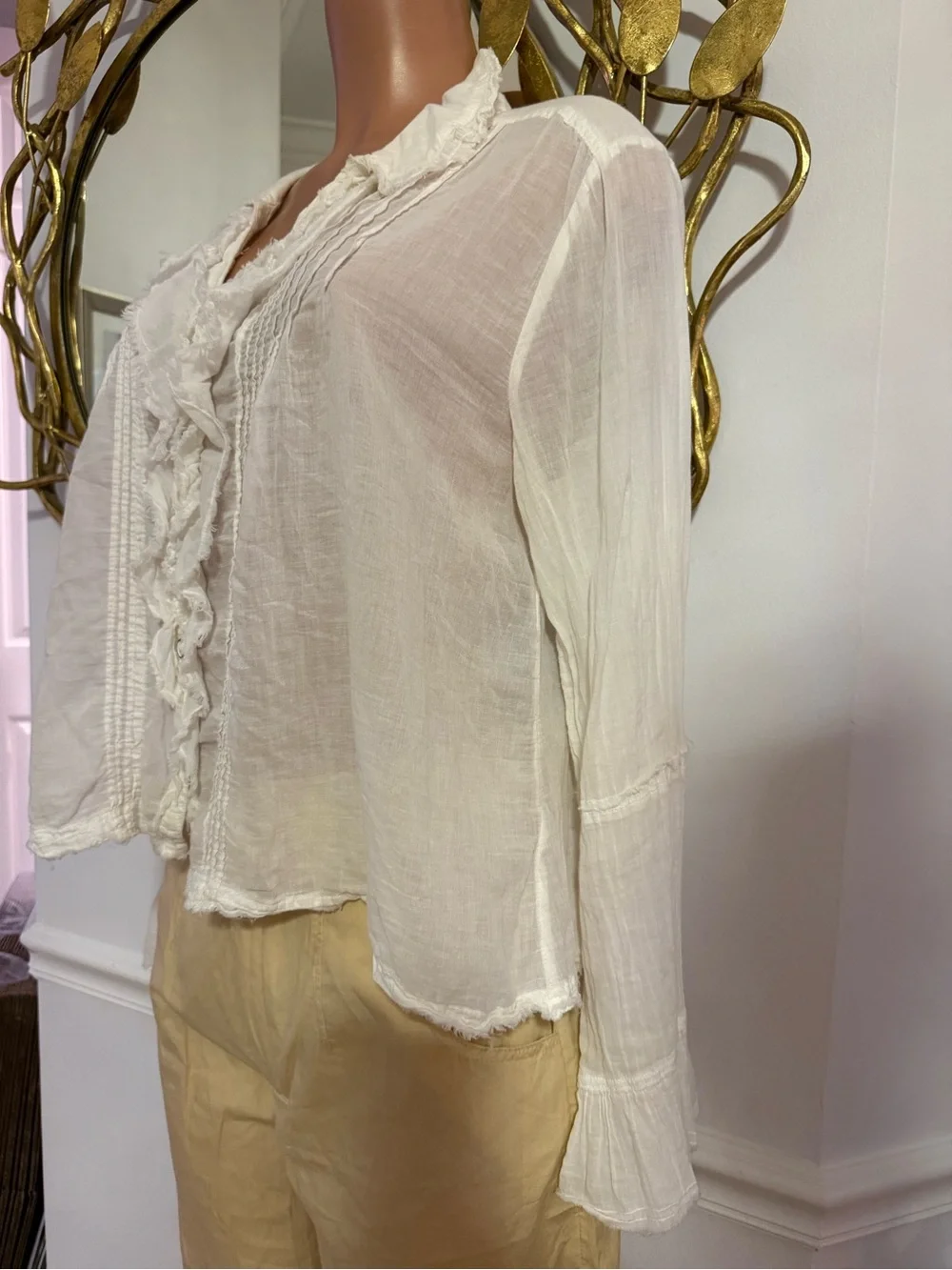 FREE PEOPLE | we the free | White Ruffled V-Neck Blouse - Picture 8 of 13